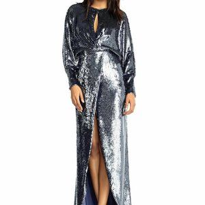 NWT Adian Mattox New Years Eve Full Sequin Silver Blue holiday party dress, 4